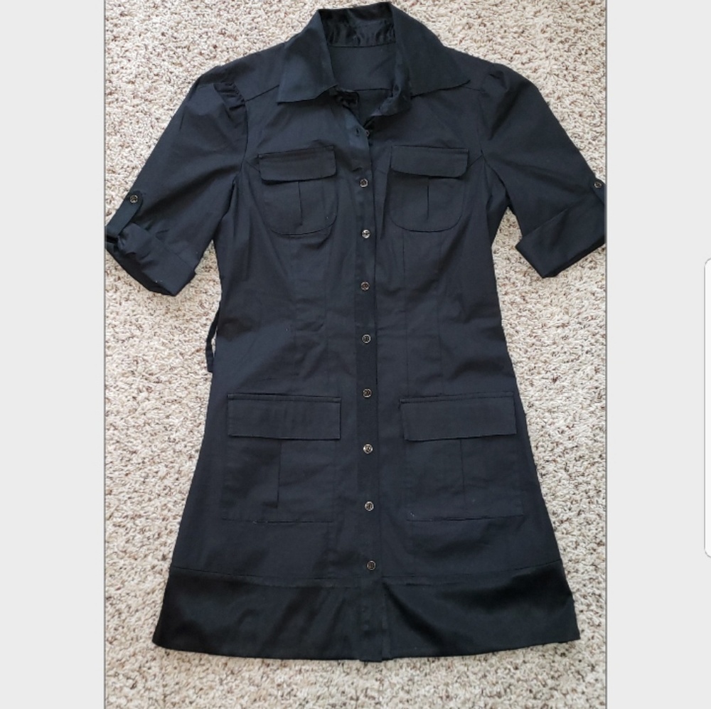Black Silk Shirt Dress